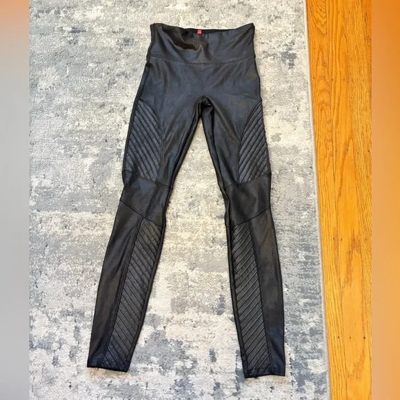 SPANX Moto Faux Leather Leggings, Black, Women’s Small - Picture 3 of 7